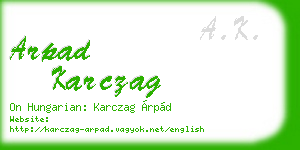 arpad karczag business card